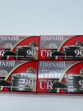 Maxell Audio Cassette Tape UR90 Normal Bias 90 Minutes 4 SEALED Recording